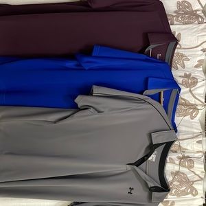 Bundle of 3 Under armor dri fit collared shirts gray, royal blue and plum